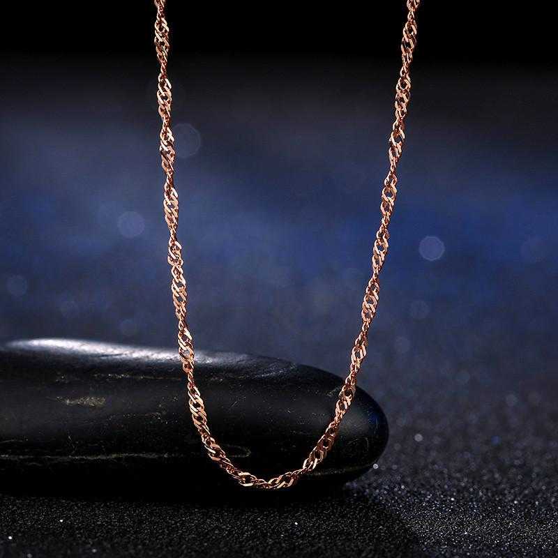 Gold Plated Water Wave Ripples Chain Necklace-Chain Necklaces-Kirijewels.com-Silver Plated-Kirijewels.com