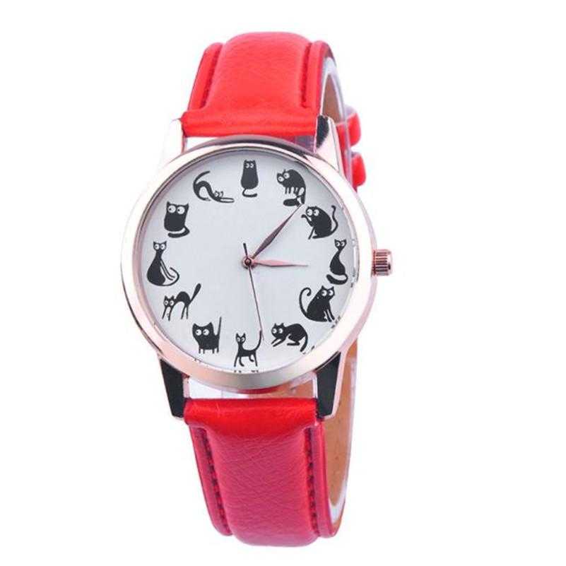 Luxury Cat Leather Wrist Watch-Women's Watches-Kirijewels.com-Red-Kirijewels.com