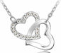 Austrian Crystal Zircon Double Heart Necklace-Pendant Necklaces-Kirijewels.com-white-Kirijewels.com