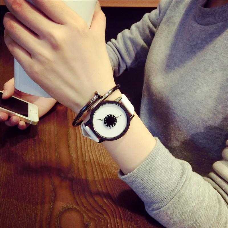 Unique Dial Design Lovers' Leather Wristwatch-Women's Watches-Kirijewels.com-White-China-Kirijewels.com