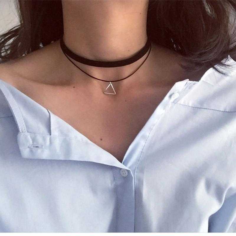 Triangle Geometric Fashion Necklace-Choker Necklaces-Kirijewels.com-Kirijewels.com