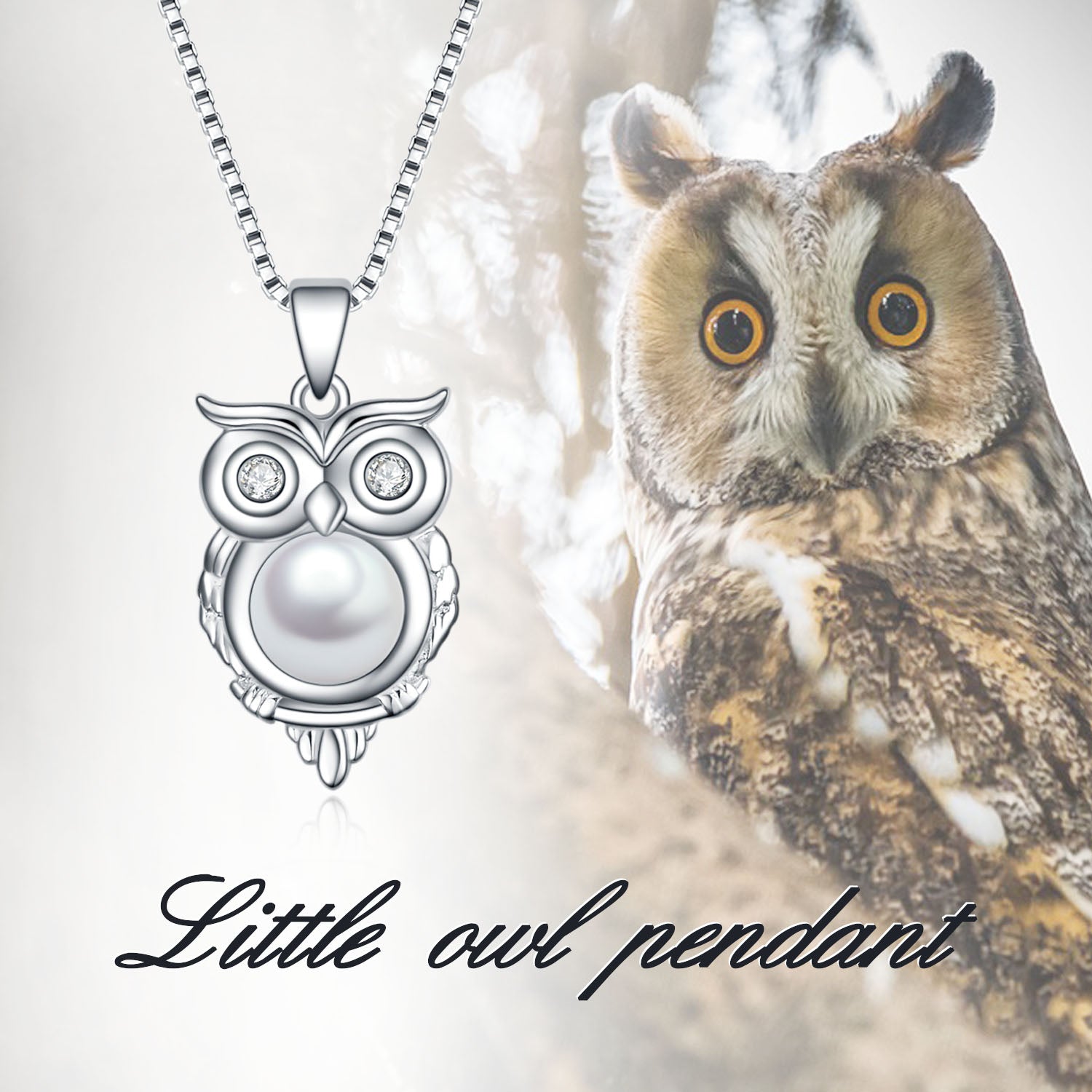 Wisdom Sterling Silver Pearl Owl Necklace