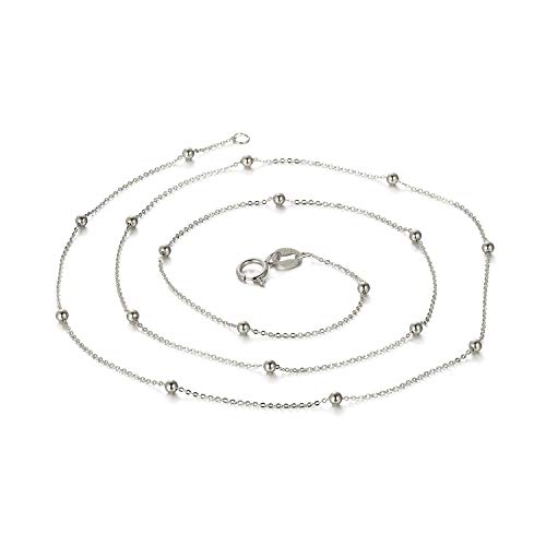 Bead Station18K White Gold Chain Necklace