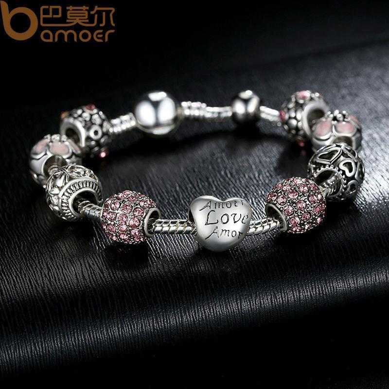 Free BAMOER Crystal Charm Bracelet-Charm Bracelets-Kirijewels.com-20cm Length-Kirijewels.com