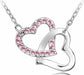 FREE Austrian Crystal Zircon Double Heart Necklace-Pendant Necklaces-Kirijewels.com-white-Kirijewels.com