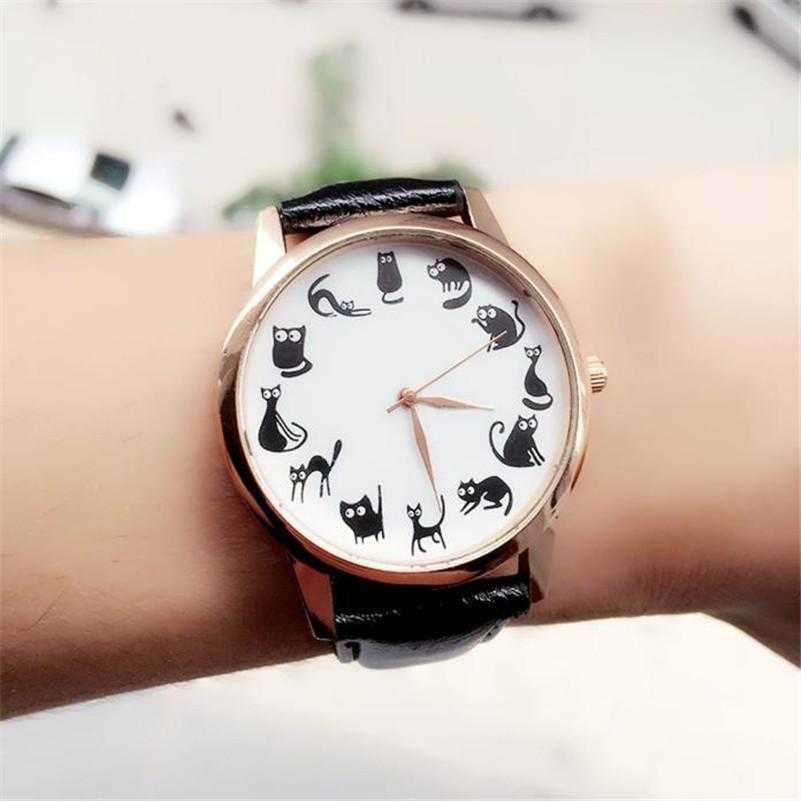 Free Luxury Cat Leather Wrist Watch-Women's Watches-Kirijewels.com-Black-Kirijewels.com