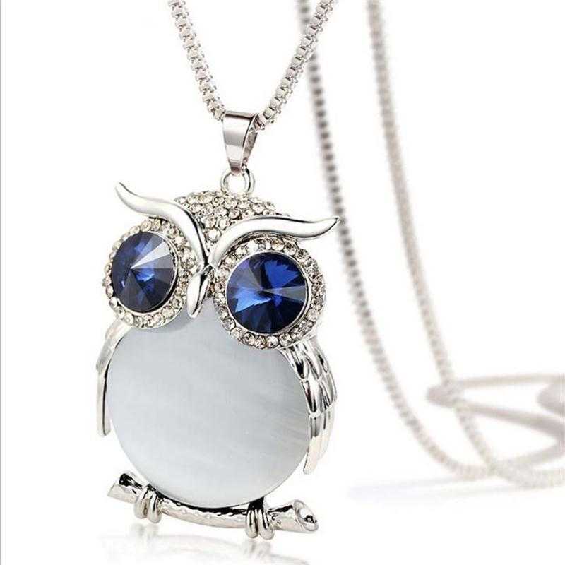 Free Crystal Owl Necklace-Necklace-Kirijewels.com-Silver Opal-Kirijewels.com