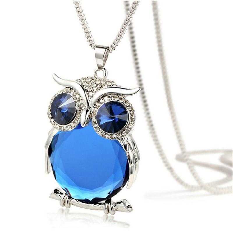 Crystal Owl Necklace-Necklace-Kirijewels.com-Silver Blue-Kirijewels.com