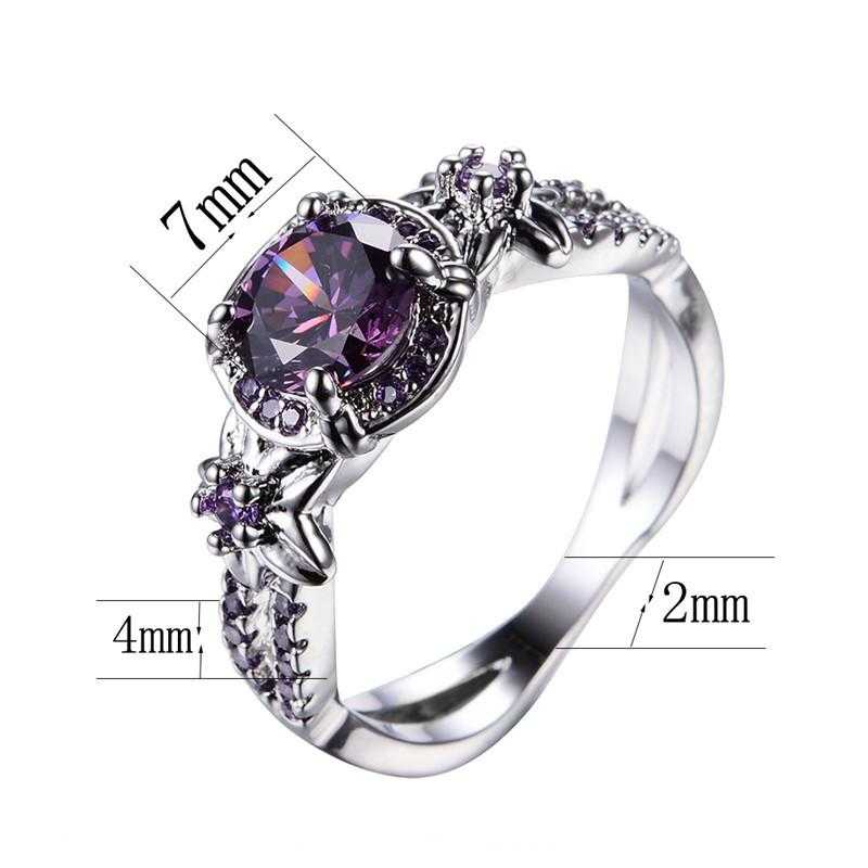Sterling Silver Purple Zircon Claw Ring-Rings-Kirijewels.com-10-Purple-Kirijewels.com