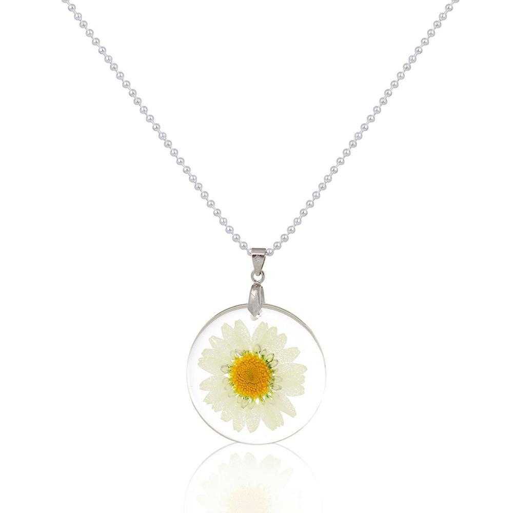 Handmade Resin Daisy Flower Necklace-Pendant Necklaces-Kirijewels.com-white-Kirijewels.com