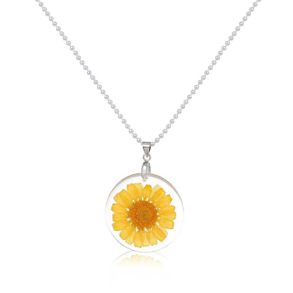 Handmade Resin Daisy Flower Necklace-Pendant Necklaces-Kirijewels.com-yellow-Kirijewels.com