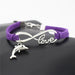 Leather Infinity Dolphin Bracelet-Charm Bracelets-Kirijewels.com-Black-Kirijewels.com