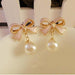 Butterfly Bow Knot Pearl Stud Earrings-Stud Earrings-Kirijewels.com-gold-Kirijewels.com