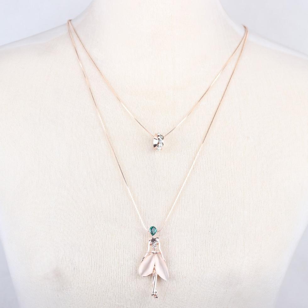 Opal Fairy Crystal Chain Angel Pendant Necklace-Pendant Necklaces-Kirijewels.com-blue-Kirijewels.com