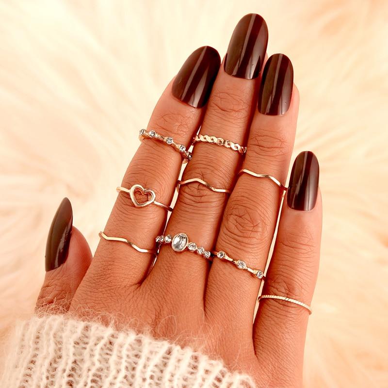 Vintage Gold Star Midi Moon Rings Set - Kirijewels.com