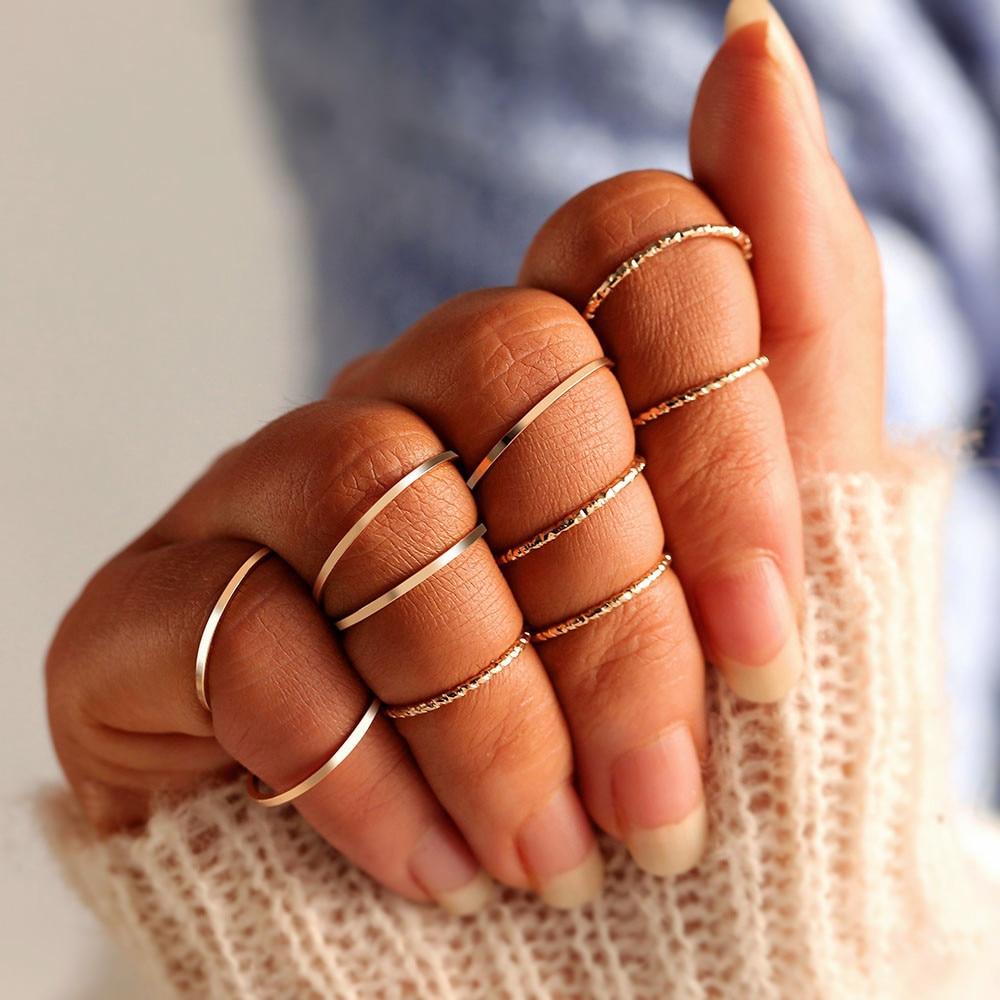 Vintage Gold Star Midi Moon Rings Set - Kirijewels.com