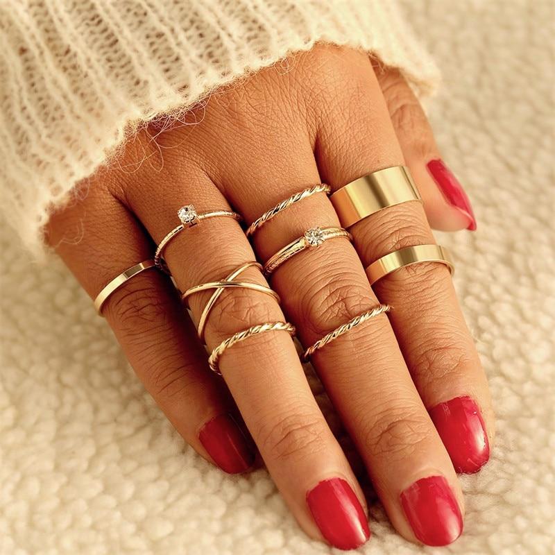 Vintage Gold Star Midi Moon Rings Set - Kirijewels.com