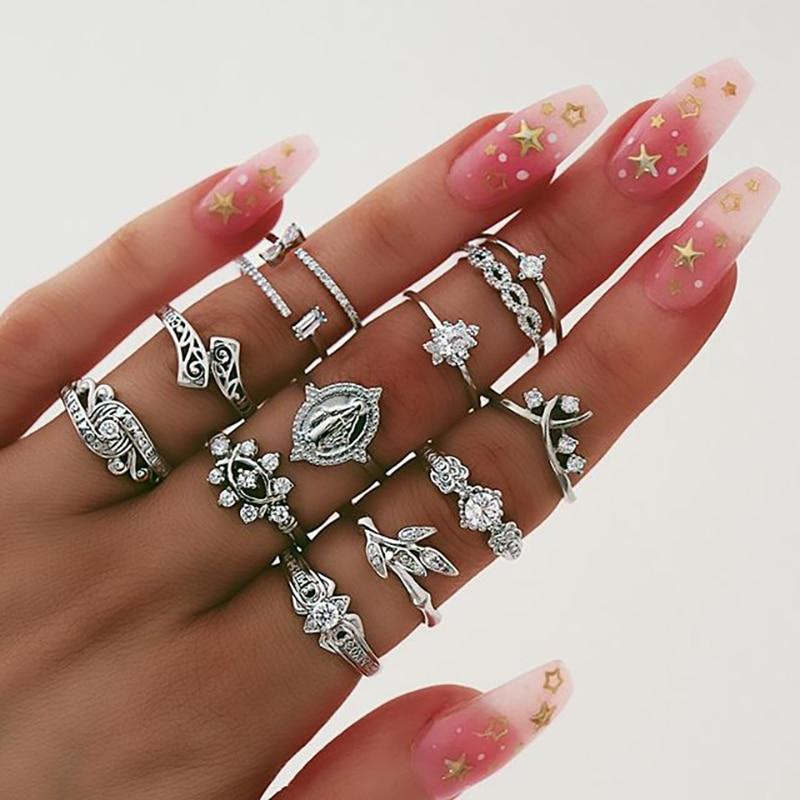 Vintage Gold Star Midi Moon Rings Set - Kirijewels.com