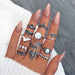 Vintage Gold Star Midi Moon Rings Set - Kirijewels.com