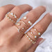 Vintage Gold Star Midi Moon Rings Set - Kirijewels.com