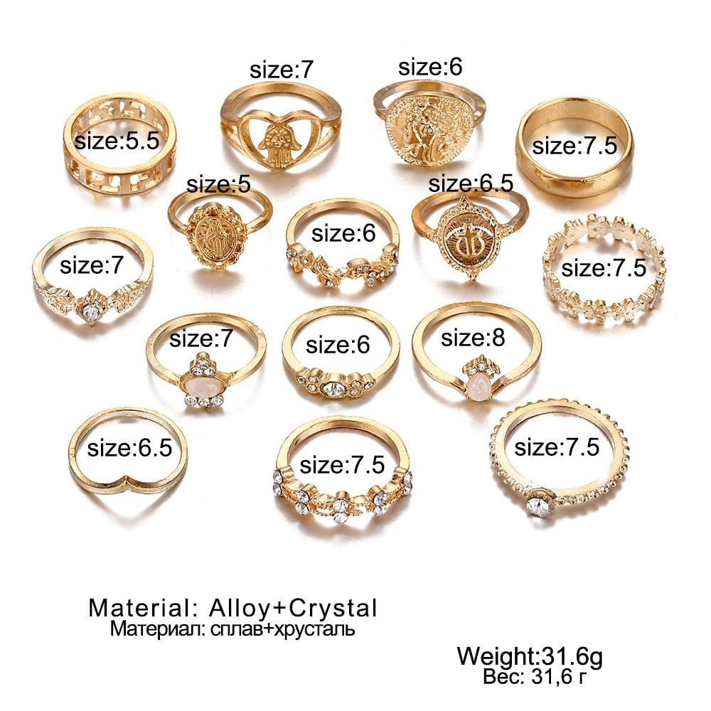 Vintage Gold Star Midi Moon Rings Set - Kirijewels.com