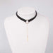 Round Pendant Collar Leather Choker Necklace-Choker Necklaces-Kirijewels.com-BLACK GOLD-Kirijewels.com