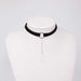 Round Pendant Collar Leather Choker Necklace-Choker Necklaces-Kirijewels.com-BLACK SILVER-Kirijewels.com