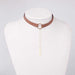 Round Pendant Collar Leather Choker Necklace-Choker Necklaces-Kirijewels.com-BROWN GOLD-Kirijewels.com