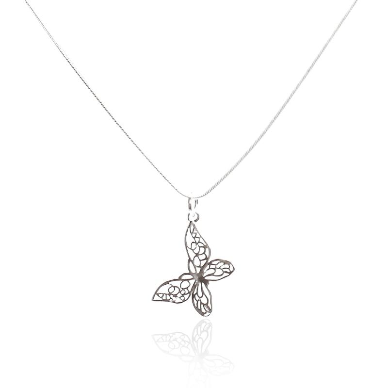 Brown Argus 925 Sterling Silver Butterfly Necklace - Kirijewels.com