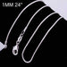 Free Sterling Silver Unisex Thin Snake Chain Necklace-Necklace-Kirijewels.com-24 inch-Kirijewels.com