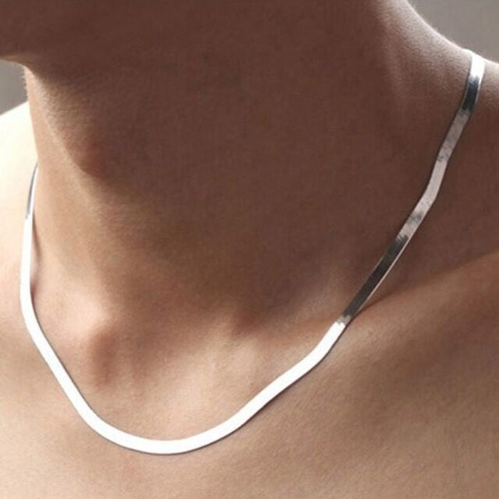 Clavicle 925 Sterling Silver Wedding Chain Necklace