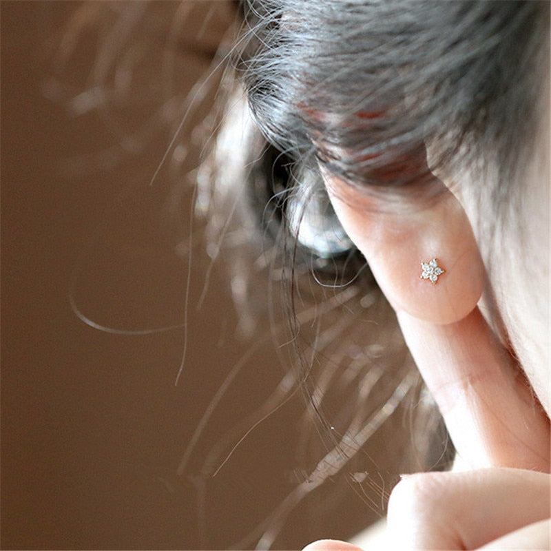 Eva 14k Gold Pavé Crystal Five-Pointed Star Earrings