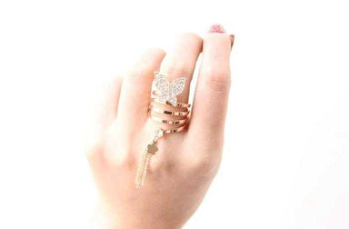 Butterfly Three Finger Rings-Rings-Kirijewels.com-Resizable-gold-Kirijewels.com