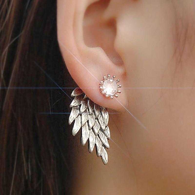 Free Angel Wings Alloy Crystal Stud Earrings-Stud Earrings-Kirijewels.com-Black-Kirijewels.com
