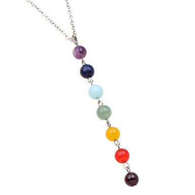 Seven Chakra Gemstone Beads Pendant Necklace-Pendant Necklaces-Kirijewels.com-Kirijewels.com