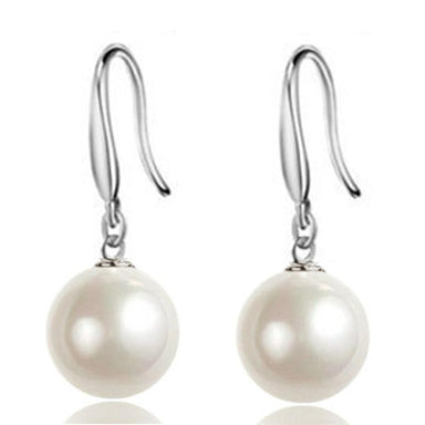 FREE Models Ear Hook Round Pearl Earrings-Drop Earrings-Kirijewels.com-12mm-Kirijewels.com