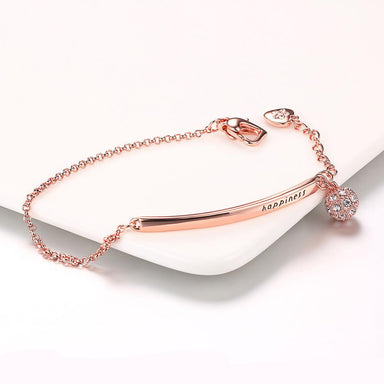 Cubic Zirconia Ball Fashion Charm Bracelet-Charm Bracelets-Kirijewels.com-Rose Gold Plated-Kirijewels.com