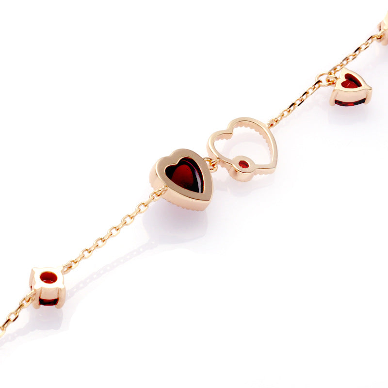 Ladies' Red Pomegranate Heart Bracelet