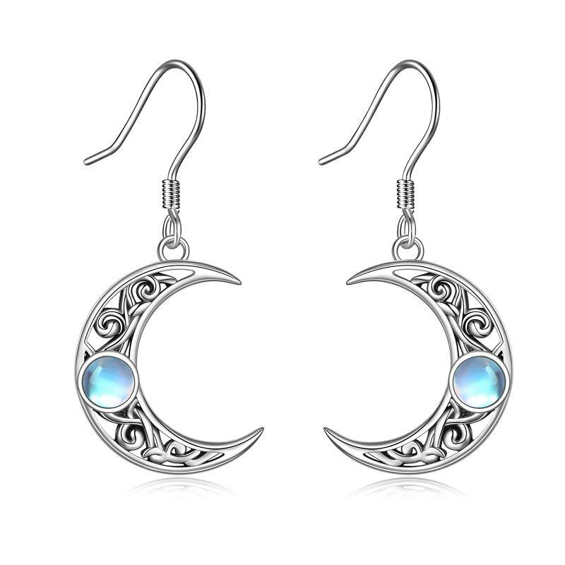 Moonstone Sterling Silver Crescent Moon Earrings