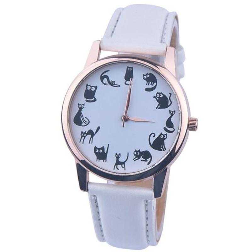 Luxury Cat Leather Wrist Watch-Women's Watches-Kirijewels.com-White-Kirijewels.com
