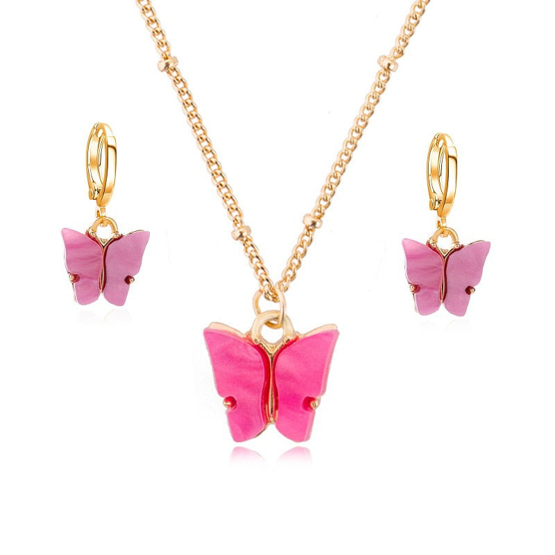 Acrylic Butterfly Jewelry Set