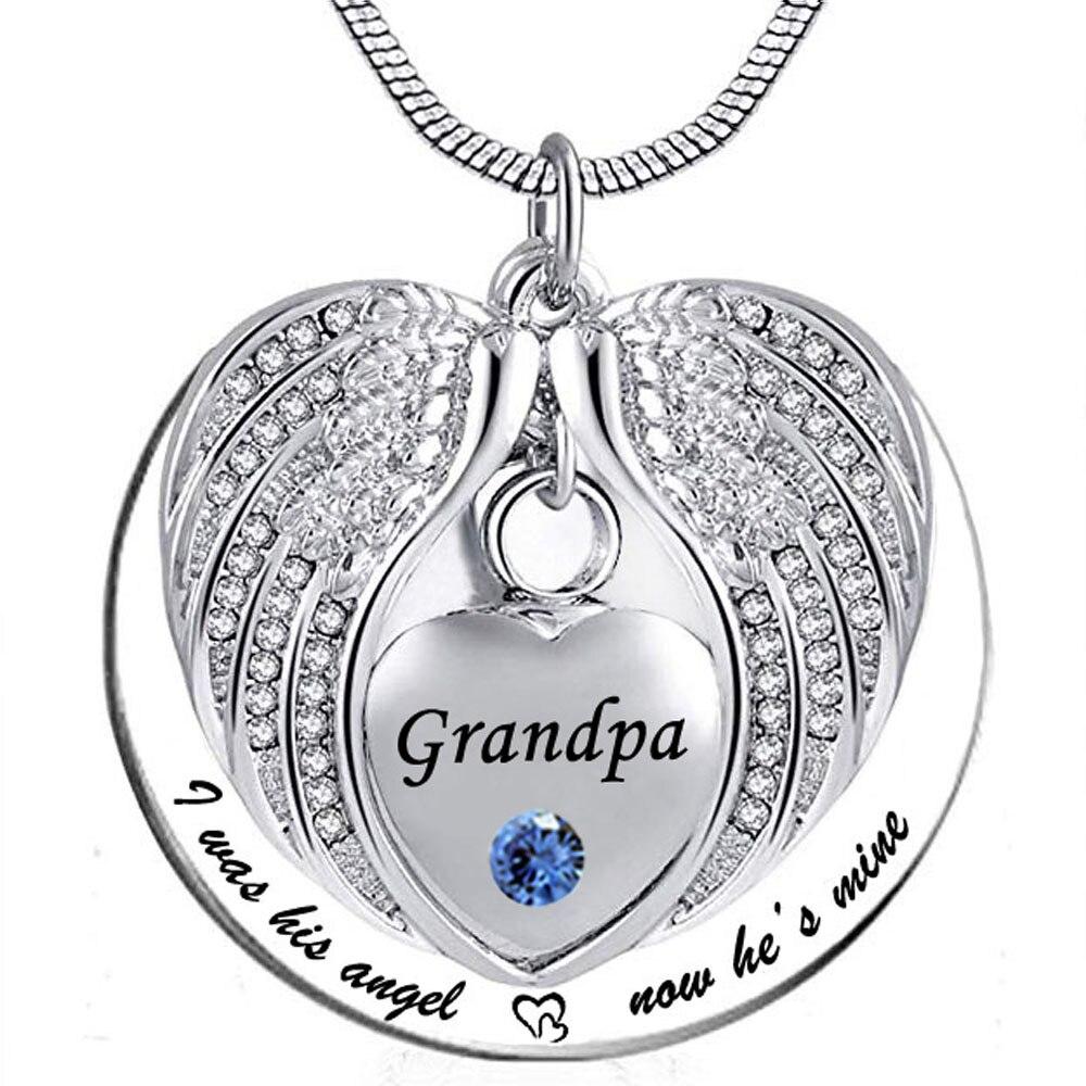 Grandpa Angel Wing Memorial Necklace - Kirijewels.com