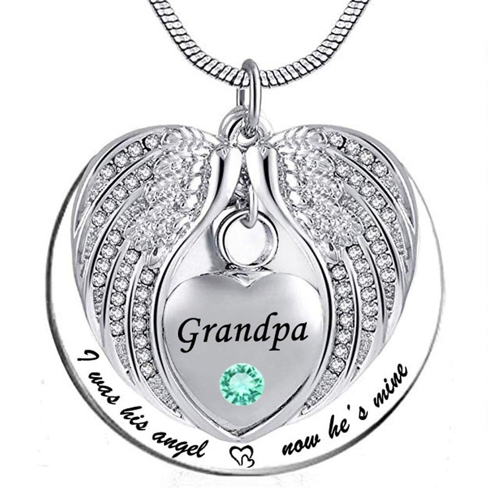 Grandpa Angel Wing Memorial Necklace - Kirijewels.com