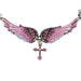 Crystal Angel Wing Cross Necklace-Pendant Necklaces-Kirijewels.com-pink crystal-Kirijewels.com