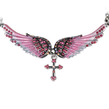 Crystal Angel Wing Cross Necklace/2-Pendant Necklaces-Kirijewels.com-silver AB crystal-Kirijewels.com