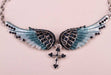 Crystal Angel Wing Cross Necklace/2-Pendant Necklaces-Kirijewels.com-dark blue-Kirijewels.com