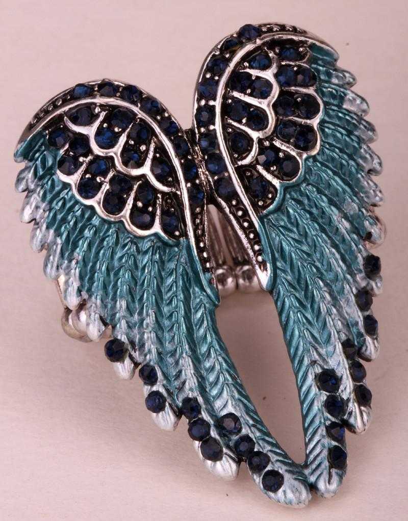 Free Angel Wings Stretch Ring-Rings-Kirijewels.com-Resizable-gray-Kirijewels.com