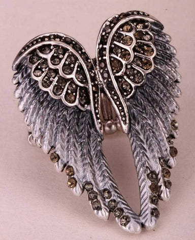 Angel Wings Stretch Ring/2-Rings-Kirijewels.com-Resizable-gray-Kirijewels.com