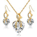Free LongWay Austrian Crystal Heart Jewelry Set-Jewelry Set-Kirijewels.com-Gold White-Kirijewels.com