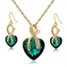 Free LongWay Austrian Crystal Heart Jewelry Set-Jewelry Set-Kirijewels.com-Gold Green-Kirijewels.com